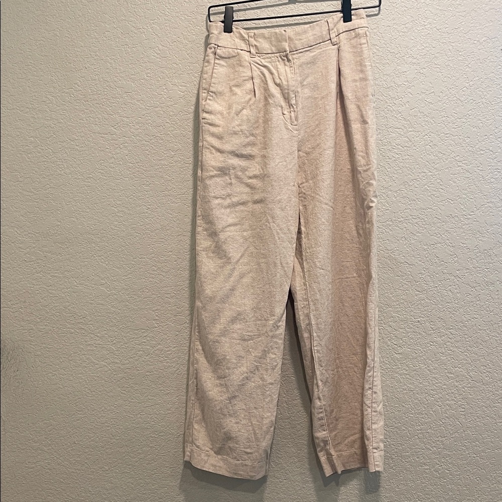 Old Navy Light Beige Linen-Blend Trousers